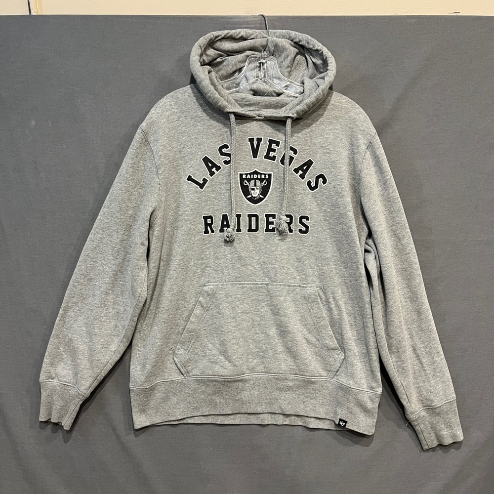 '47 Brand Las Vegas Raiders Hoodie‎ Mens Medium Gray NFL Fleece Sweatshirt